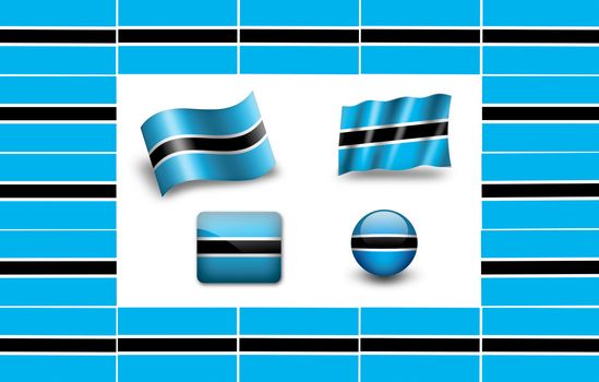 flag of Botswana. icon set