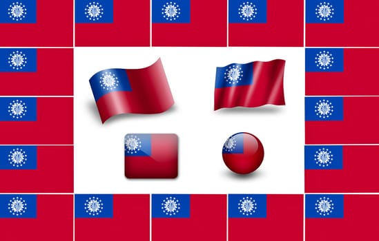 flag of Burma (Myanmar). icon set. flags frame