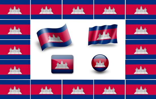 flag of Cambodia. icon set