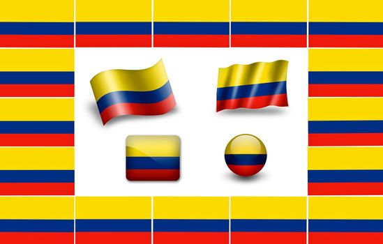 Flag of Colombia.  icon set. flags frame.