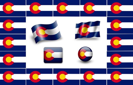 Flag of Colorado.  icon set. flags frame.