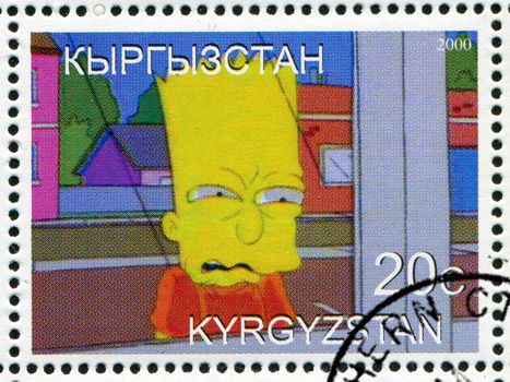 KYRGYZSTAN - CIRCA 2000: stamp printed by Kyrgyzstan, shows  Bartholomew Jo-Jo Simpson, circa 2000.