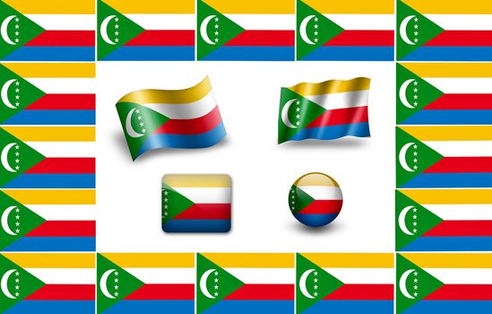 Flag of Comoros.  icon set. flags frame.