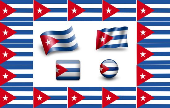Flag of Cuba. icon set. flags frame.