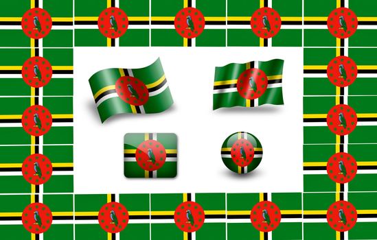 flag of Dominica. icon set