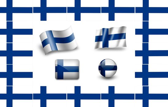 flag of Finnland. icon set