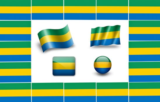 flag of Gabon. icon set