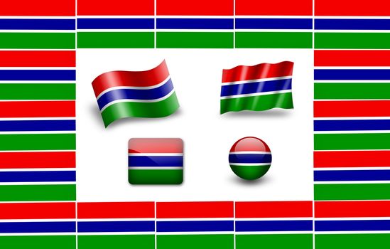 flag of Gambia. icon set