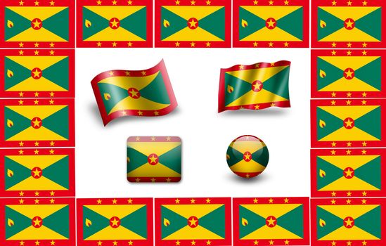 flag of Grenada. icon set