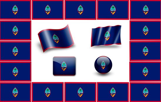 flag of Guam. icon set