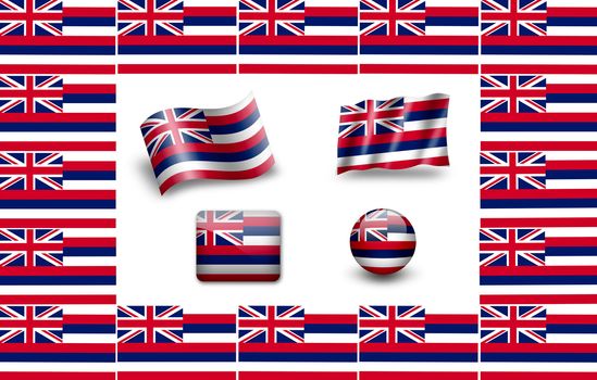 flag of Hawaii,USA. icon set