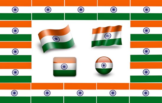 flag of India. icon set