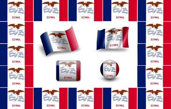 flag of Iowa. USA. icon set