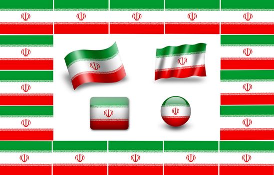 flag of Iran. icon set