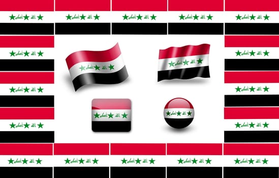flag of Iraq. icon set