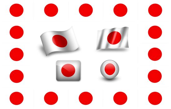 flag of Japan. icon set.