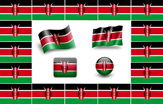 Flag of Kenya.  icon set. flags frame.