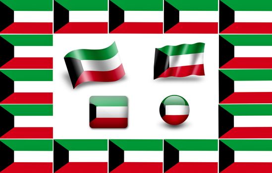 Flag of Kuwait. icon set. flags frame.
