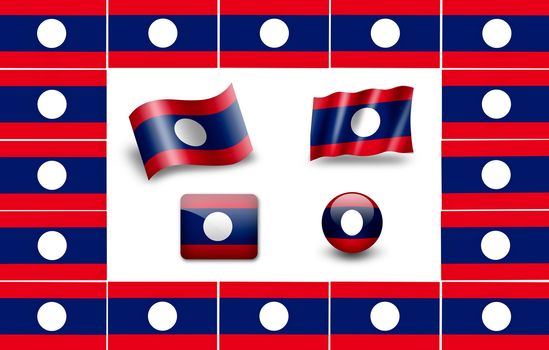Flag of Laos. icon set. flags frame.