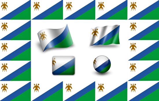 flag of Lesotho. icon set