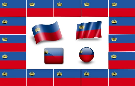 flag of Liechtenstein. icon set. flags frame.