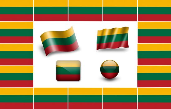 Flag of Lithuania. icon set. flags frame.