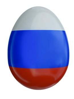 Easter egg with a flag of Russia. 3D render.