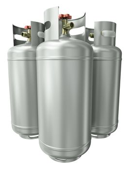 Three gas containers. 3D render.