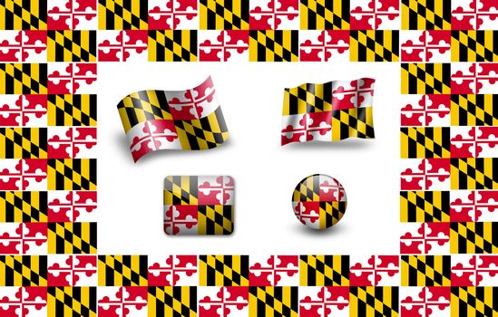 Flag of Maryland.  icon set. flags frame