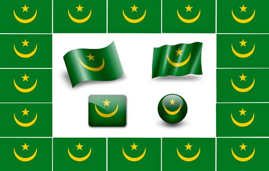 flag of Mauritania.  icon set. flags frame