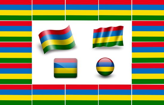 Flag of Mauritius. icon set. flags frame