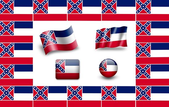 flag of Mississippi. icon set. flags frame