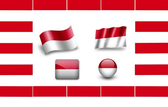 Flag of Monaco. icon set. flags frame