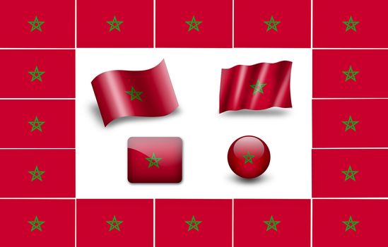 Flag of Morocco. icon set. flags frame