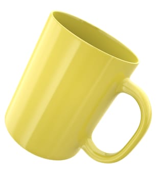 Simple yellow mug, 3D render.