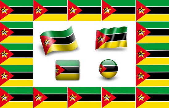flag of Mozambique. icon set. flags frame