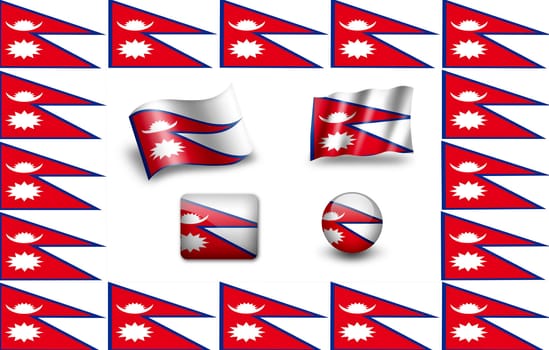 Flag of Nepal. icon set. flags frame