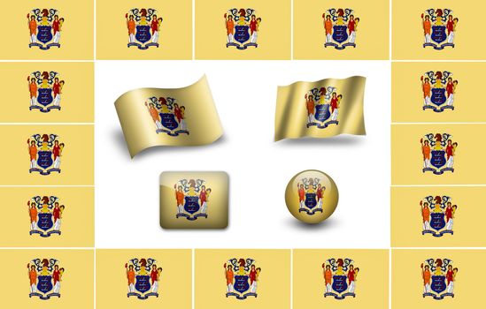 Flag of New Jersey (USA).  icon set. flags frame.