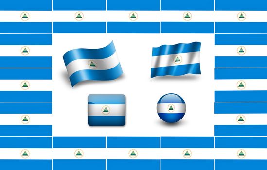 flag of Nicaragua. icon set. flags frame