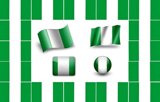 Flag Of Nigeria. icon set. flags frame