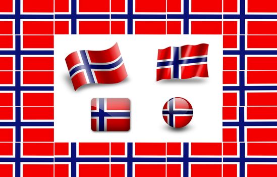 Flag Of Norway.  icon set. flags frame.