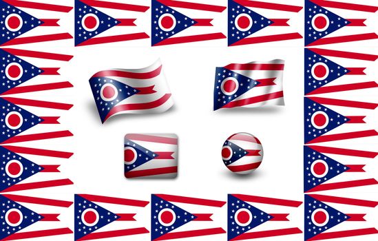 Flag of Ohio (USA).  icon set. flags frame.