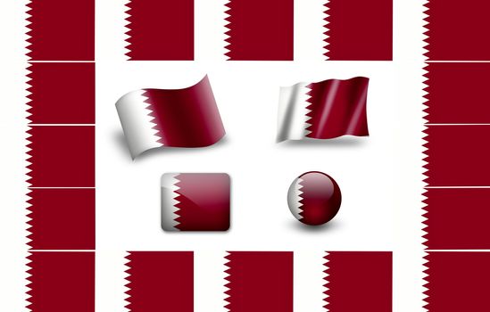 Flag of Qatar.  icon set. flags frame.