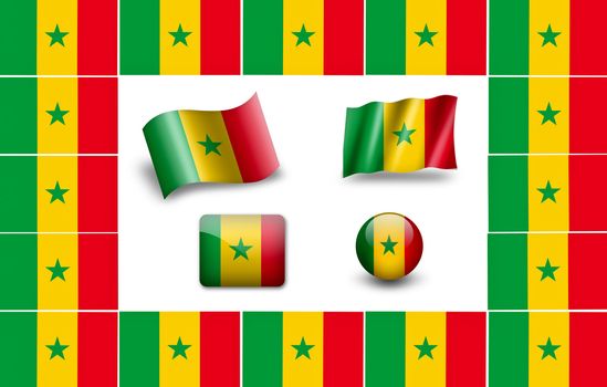 Flag of Senegal. icon set. flags fram