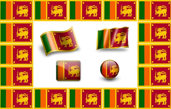 Flag of Sri Lanka. icon set. flags frame.