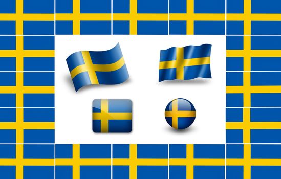 Flag of Sweden. icon set. flags frame.