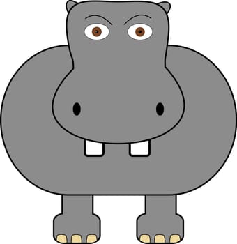 A vector hippo on a plain white background