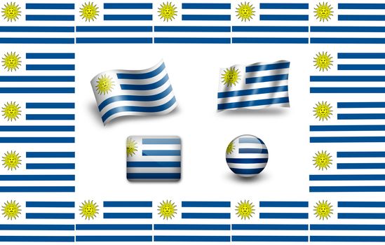 Flag of Uruguay.icon set. flags frame.