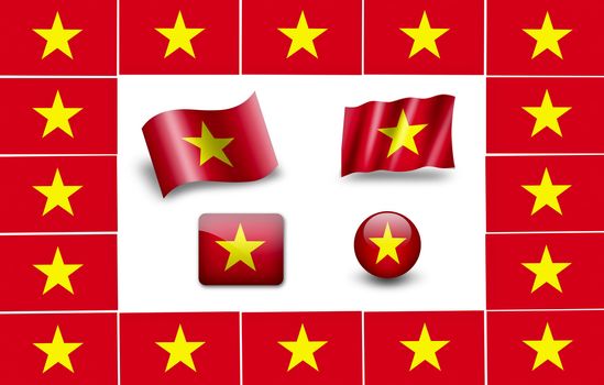 flag of vietnam. icon set. flags frame.