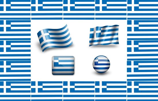 Greece flag. icon set.